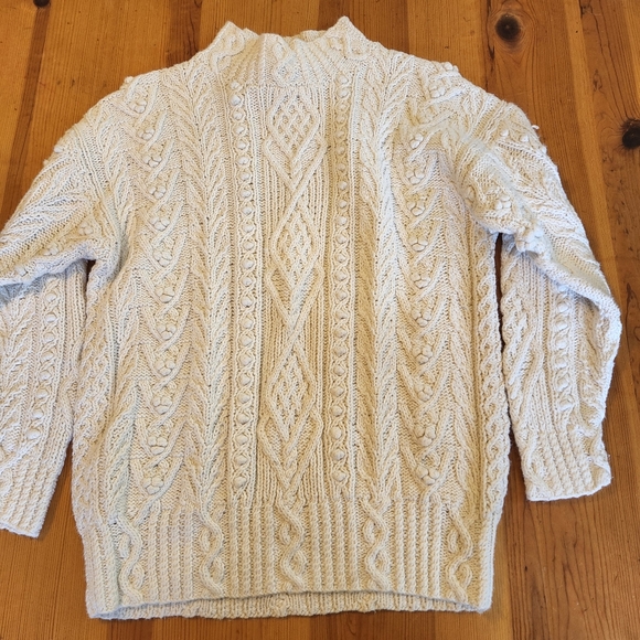 ❤️SOLD!❤️ Vintage Cable Knit Sweater 80s 90s Mock Neck Cotton Preppy Winter Boho - Picture 8 of 8